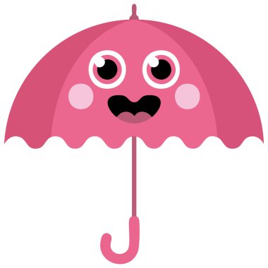 Valentine kawaii sevimli şemsiye aşk aşk beyaz üzerinde izole vektör illüstrasyon