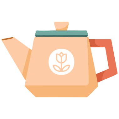 Çaydanlık çizgi film tarzı rahat ev teması beyaz arkaplanda izole edilmiş vektör çizimi