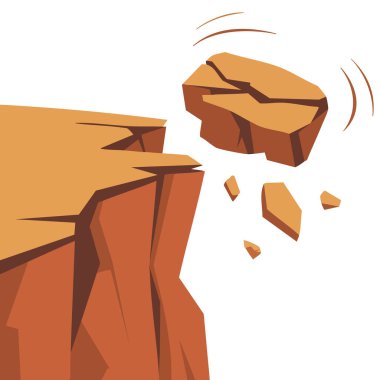 Yuvarlanan kayalar dağ düşüşü tehlikesi sorunu beyaz arkaplanda izole edilmiş vektör çizimi durumu