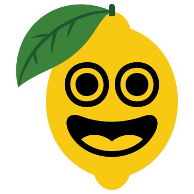Beyaz arka planda ekşi limon izole vektör çizimi anlamlı yüz ve dil ile turunç meyve maskotu