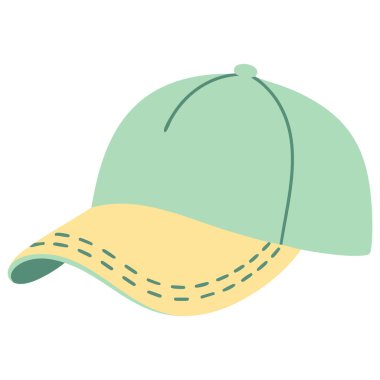 Yaz sezonu beyzbol şapkası spor başlığı beyaz arka planda izole edilmiş vektör illüstrasyonu