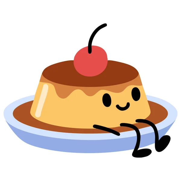 Puding karakter tasarım vektör çizimi beyaz arkaplanda izole