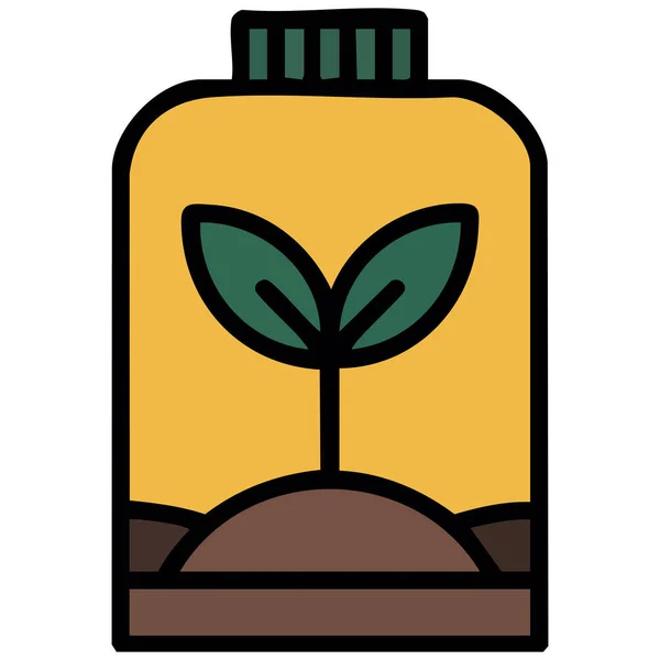 Gübreli kahverengi kağıt torba ve büyüyen bitki tohumlama vektörü çizimi