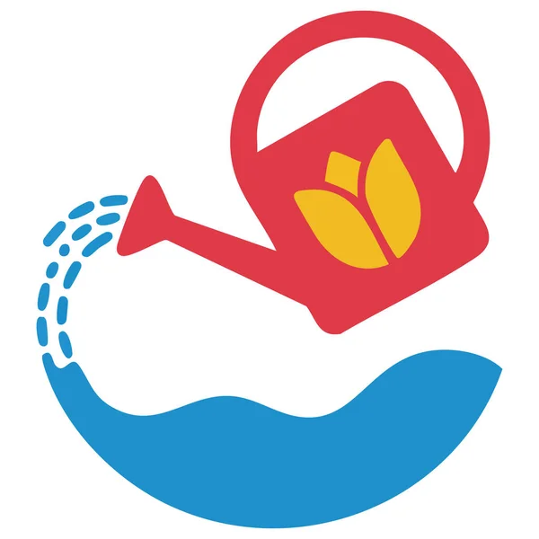 Düşen su damlaları ile sulama kutusu vektör çizimi izole