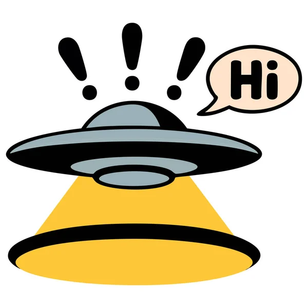 El çizimi UFO uzaylı uçak vektör çizimi izole edildi