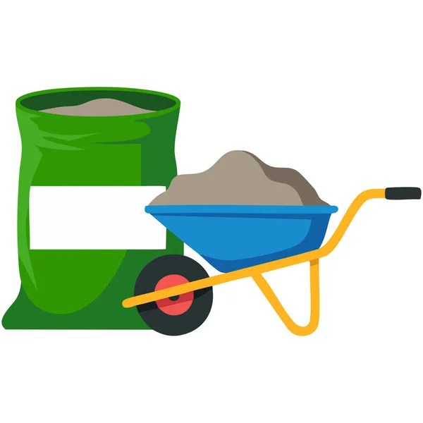 Beyaz arkaplanda kum ve somut izole vektör illüstrasyonuyla inşaat karışımı