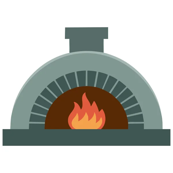 Doğal yakıt izole edilmiş vektör illüstrasyonuyla pişirmek için el yapımı eski moda fırın.