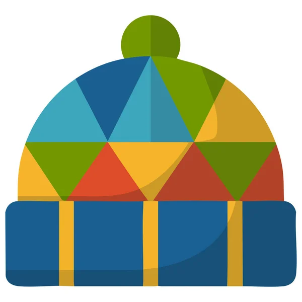 Soğuk hava korumalı sıcak şapka beyaz zemin üzerinde izole vektör illüstrasyonu