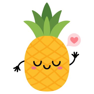 Animasyon ananas karakteri eşsiz yaratıcı konsept beyaz arka planda izole edilmiş vektör çizimi