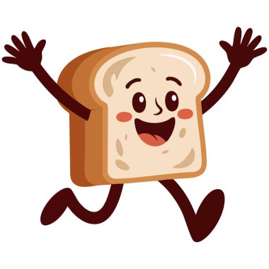 Beyaz arkaplan izole edilmiş vektör illüstrasyonunda ekmek karakter tasarımı somunu