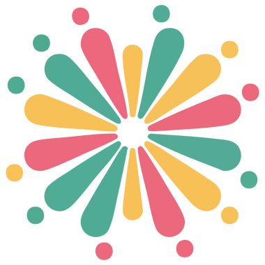 Beyaz arkaplan kutlamasında havai fişek simgesi düz izole vektör çizimi