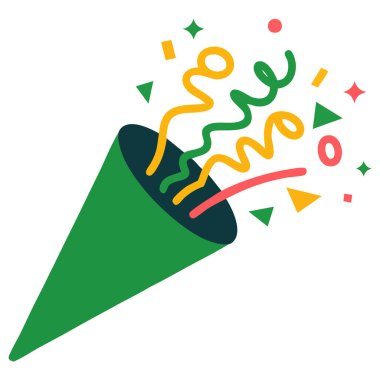 Beyaz arkaplan partisinde Trompet kutlama simgesi izole edilmiş vektör illüstrasyonu