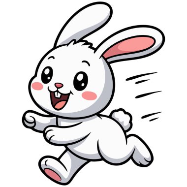 Sevimli tavşan çizgi film karakteri düz renk çizimi şablonunu şaşırttı