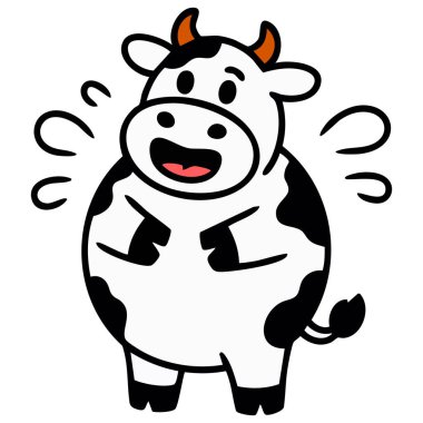 Çizgi film şirin inek karalaması el çizimi vektör çizimi şablon tasarımı