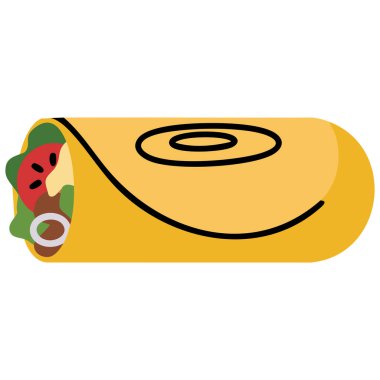 Gyros Yunan geleneksel yemeği ve salata düz renk vektör çizimi şablonu