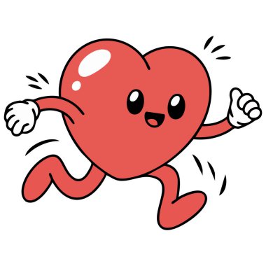 Beyaz vektör karalama sevgililer günü tasarımında izole edilmiş sevimli kalp şeklinde karakter.