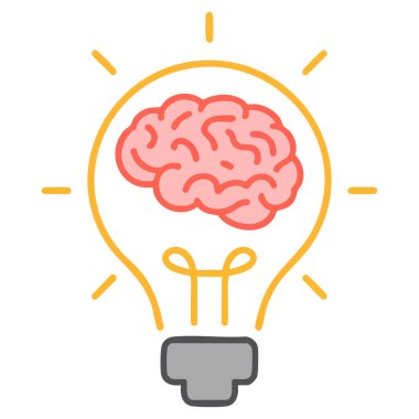 Yaratıcı beyin ampulü. Eşsiz yaratıcı kavram. Beyaz arka planda izole edilmiş vektör çizimi.