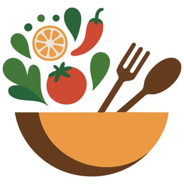 Salata kasesi tasarımı eşsiz yaratıcı konsept izole edilmiş beyaz arkaplan vektör çizimi