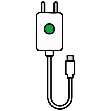 Telefon şarj makinesi çizilmiş vektör resimlemesi kare beyaza izole edildi