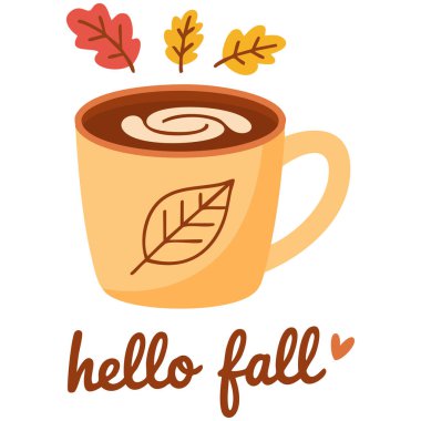 Sonbahar kahvesi eşsiz yaratıcı konsept beyaz arkaplanda izole edilmiş vektör çizimi