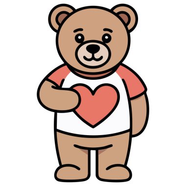 Kalp t-shirtlü sevimli oyuncak ayı.