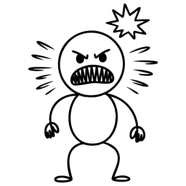 Kızgın adam eşsiz yaratıcı kavram beyaz arka planda izole edilmiş vektör çizimi