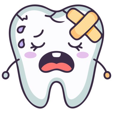 Şirin diş maskotu vektör tasarımı illüstrasyon uygun t-shirt sabıka etiketi