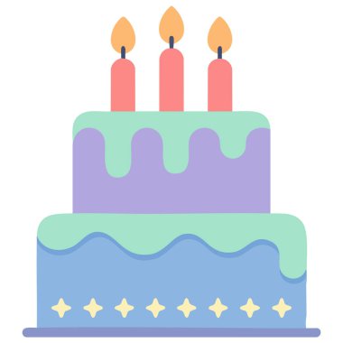 Şenlikli pasta mumları düz stil beyaz leziz pembe krema partisi