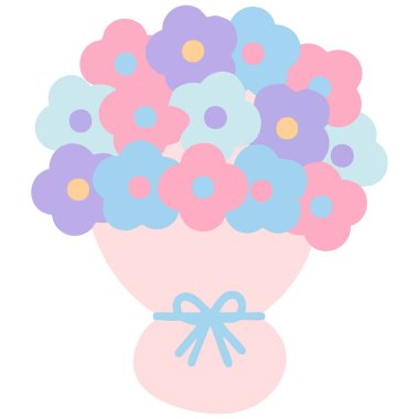 Kurdeleli buket çiçekleri beyaz arkaplan çiçekleri üzerinde izole vektör çizimi