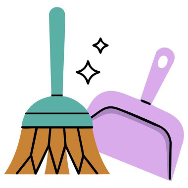 Vektör illüstrasyon süpürge faraş temizleme aracı ev
