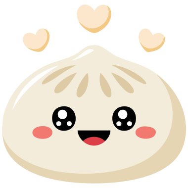 Vektör illüstrasyonu Çin buğulanmış çörek, domuz çöreği köftesi.