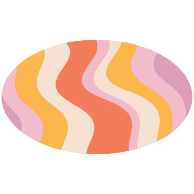 Yuvarlak halı çizgileri çizgi film tarzı beyaz arkaplan konsepti ev dekorasyonu vektörü