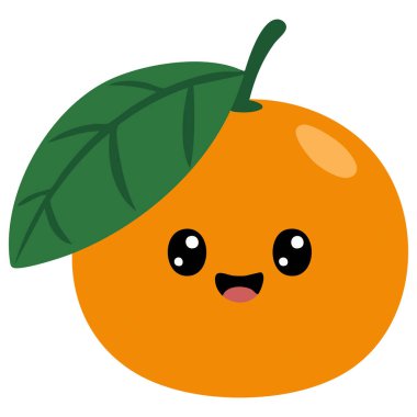 Karakter şirin Mandarin turuncu izole vektör çizimi narenciyesi