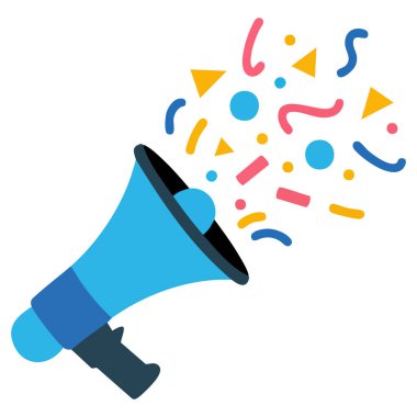 Emoji megafona aşık. Etrafı kalplerle çevrili. Sevgililer Günü kutlama vektör kompozisyonu.