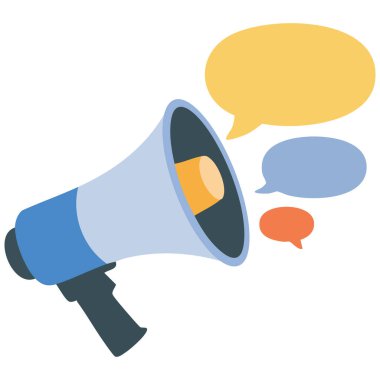 Hoparlörlü ve kalpli romantik emoji seven megafon ve sevgililer günü kompozisyon vektörü çizimi