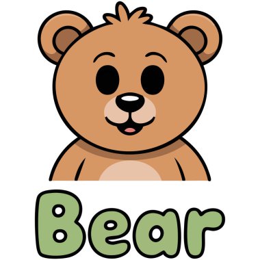 Düz stil şirin oyuncak ayı kafası orman hayvan vektör illüstrasyonu afiş dergileri için