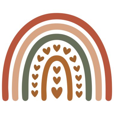 El çizimi pastel boho gökkuşağı bebek tebrik kartı dekoratif elementleri için sevimli bir illüstrasyon