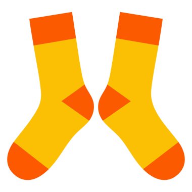 Turuncu çoraplar, sonbahar sıcak giyim konsepti beyaz arka planda izole edilmiş şirin çizgili düz çorap ikonu