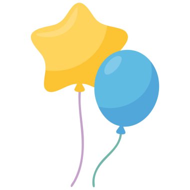 Beyaz arka planda izole edilmiş bir festival atmosferi yaratmak için balon