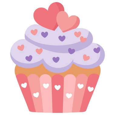 Tatlı sevgililer günü vektör illüstrasyonu için kek tasarımı beyaz arkaplanda izole edilmiş vektör çizimi