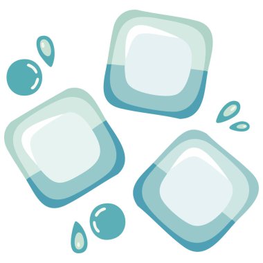 Beyaz arkaplan üzerindeki buz küpleri beyaz arkaplanda izole edilmiş vektör çizimi