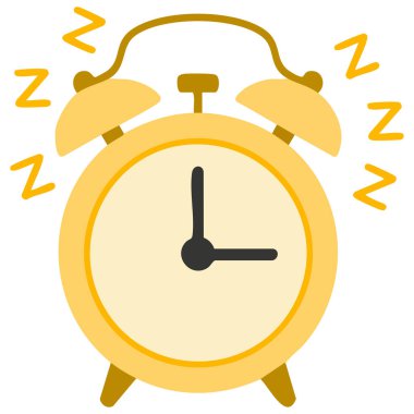 Sarı alarm saati, düz beyaz arkaplanda izole edilmiş gece saat vektör stoku illüstrasyonunu gösterir