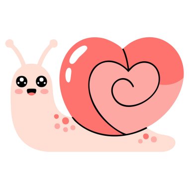 Tatlı el salyangoz karakteri beyaz arka planda deniz salyangozu vektör çizimi yapıyor.