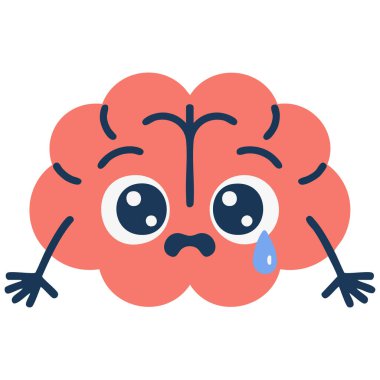 Sevimli iç organlar karikatür karikatürü, yorgun beyin duyarsızlığı tükenmiş vektör çizimi, izole edilmiş beyaz arka plan.