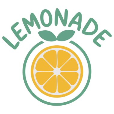 Limonata logosu rengi soyut limon meyvesi, el yazısı çizimi, izole edilmiş beyaz vektör.
