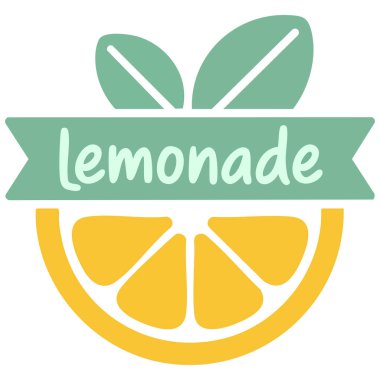 El çizimi limon meyvesi, harf rengi soyut limonata logo çizimi izole edilmiş.