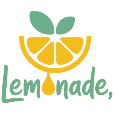 Soyut limon meyvesi ve izole edilmiş beyaz harfli limonata logosu