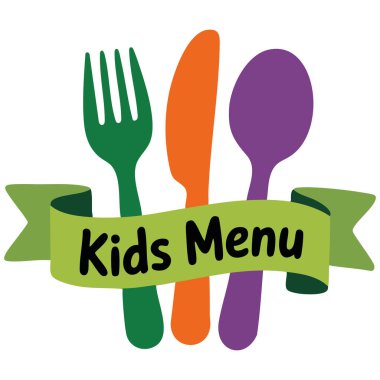 Beyaz arkaplanda izole edilmiş vektör illüstrasyonu üzerinde çocuk menüsü