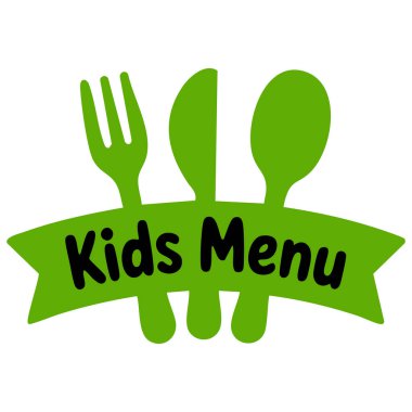 Beyaz arkaplanda mavi arkaplan izole edilmiş vektör illüstrasyonu üzerinden çocuk menüsünün vektör çizimi