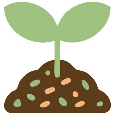 Topraktan solucanlar ve gübre ile yeşil filizlenen bitki geri dönüşümü ekoloji illüstrasyonu